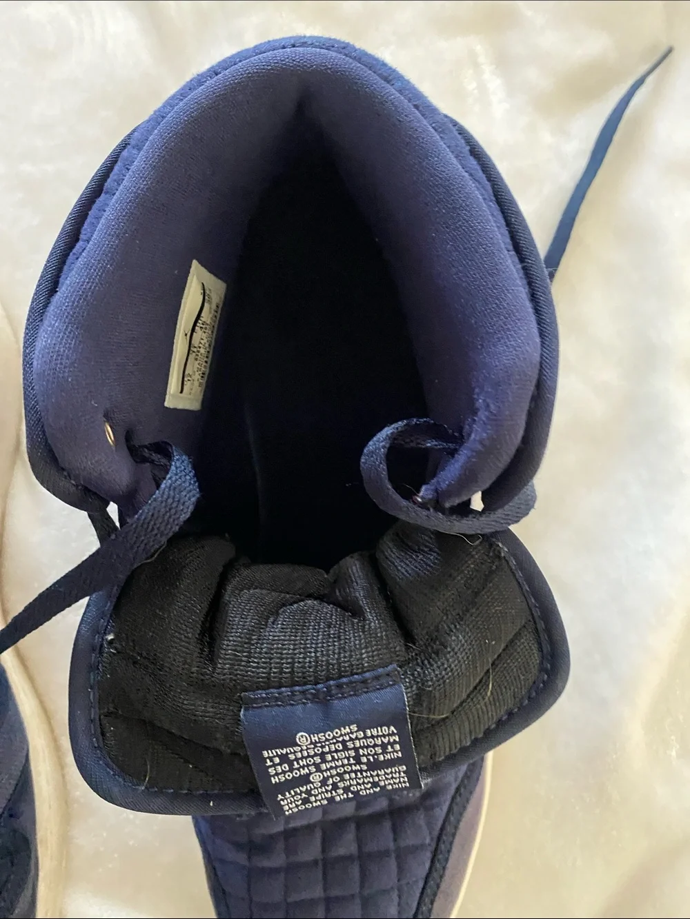NIKE JORDAN Quilted Navy High-Top Sneakers. Size 12
